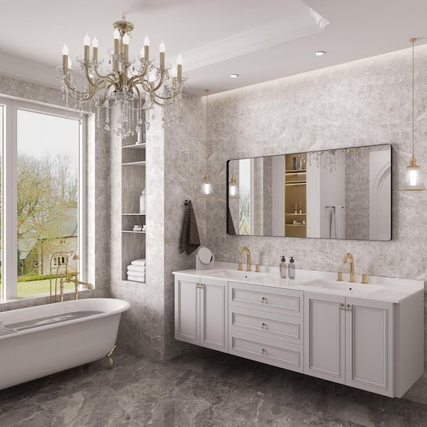 yuuu.　36 Rizitoc 77 in. W x 36 in. H Rounded Rectangle Framed Wall Bathroom