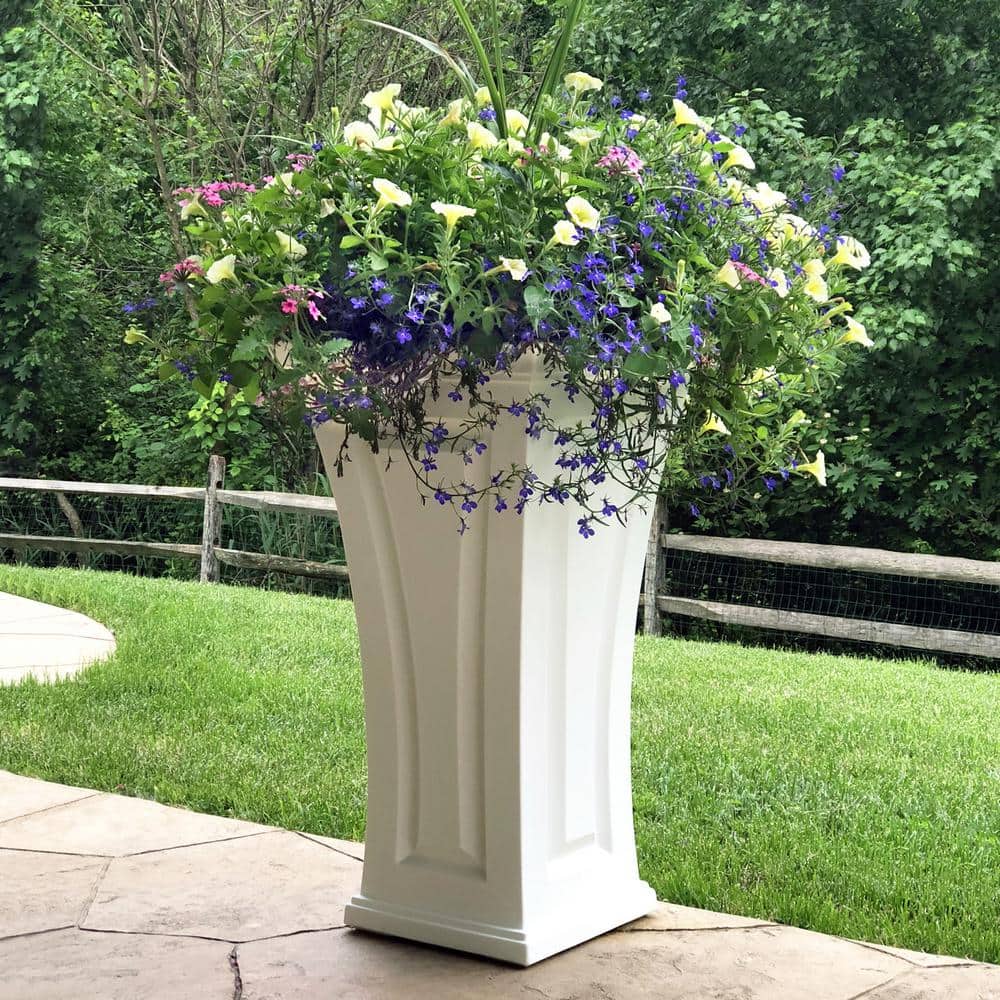 Cambridge Tall White Polyethylene Outdoor Planter