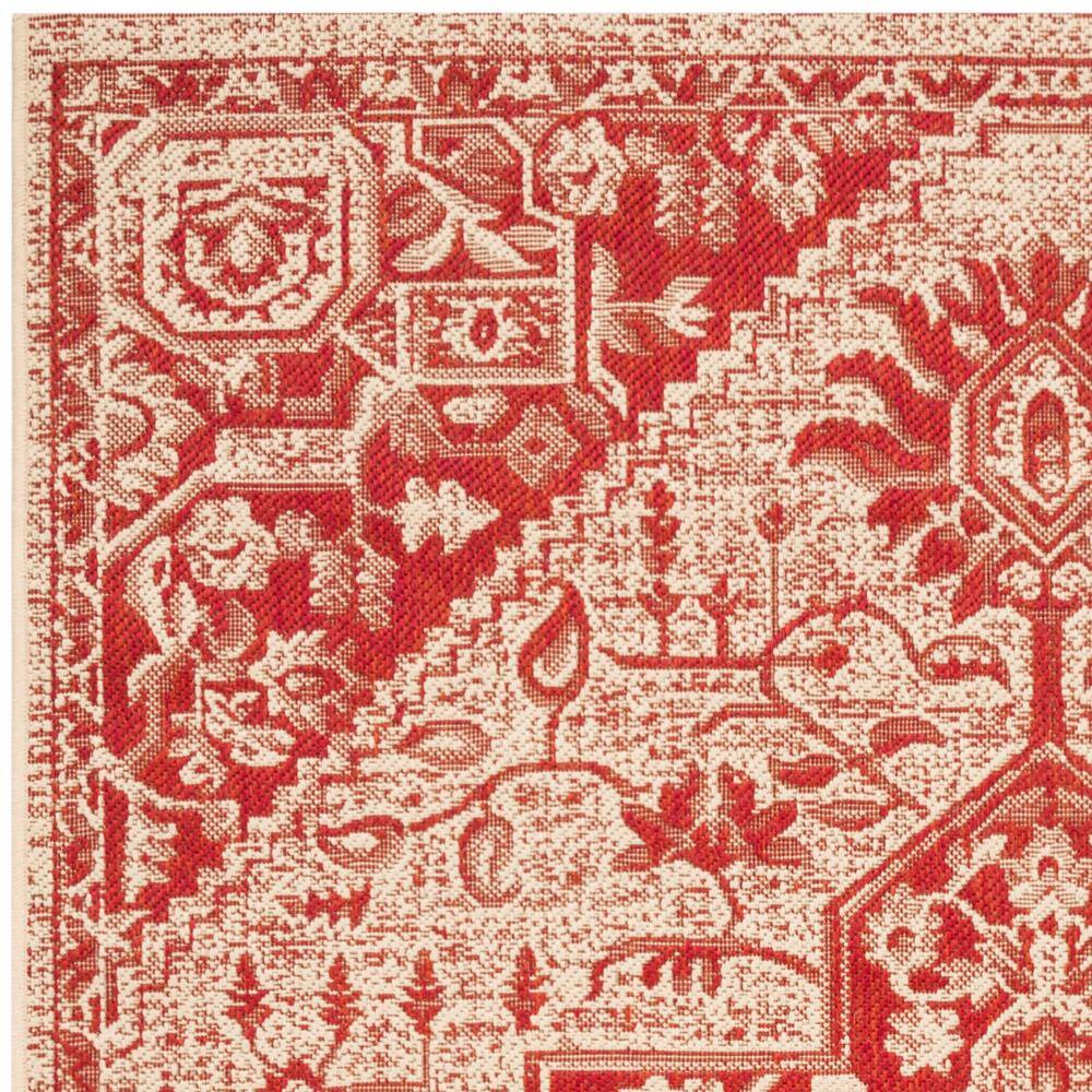 Red and Cream Geometric Synthetic Indoor/Outdoor Area Rug, 4' x 6'