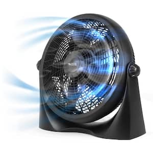 16 In. 3 Fan Speeds Floor Fan in Black with High Velocity