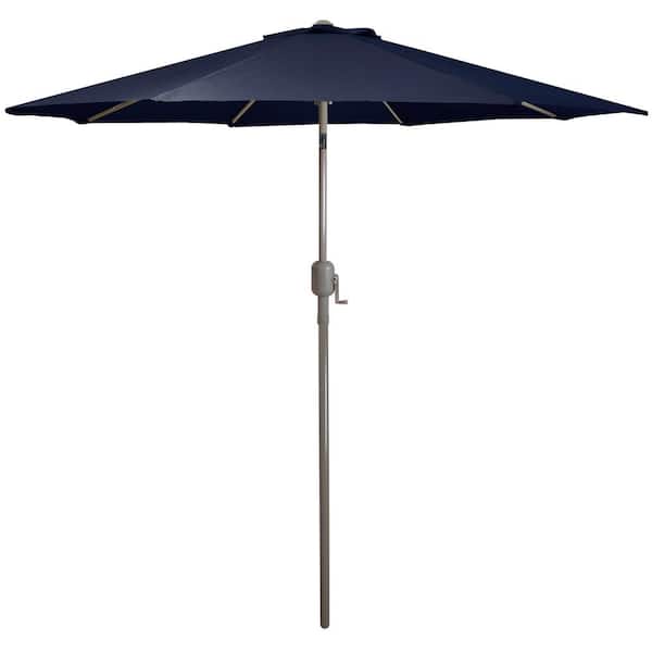 Northlight 9 ft. Outdoor Market Tilt Patio Umbrella with Hand Crank in Navy Blue