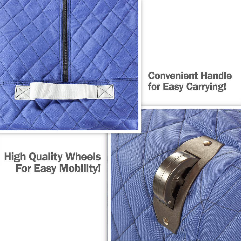 Blue Quilted 100 Gallon Wheeled Storage Bag with Handles