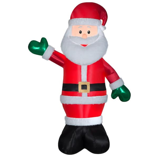 Home Accents Holiday 8 ft. Pre-Lit Giant Airblown Inflatable Fuzzy Santa with Metallic Detail