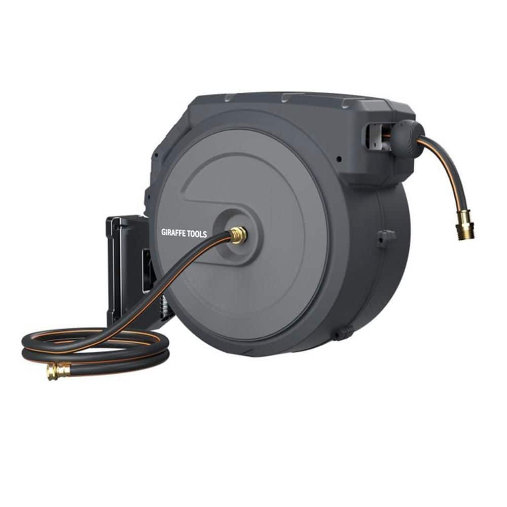 Giraffe Tools 130' Dark Gray Retractable Garden Hose Reel