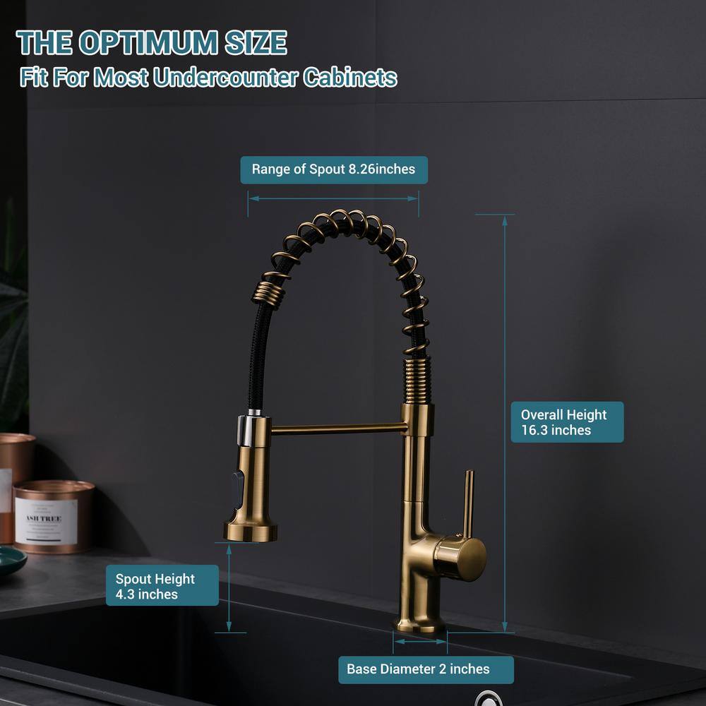 Brushed Gold Single Handle Pull Down Kitchen Faucet