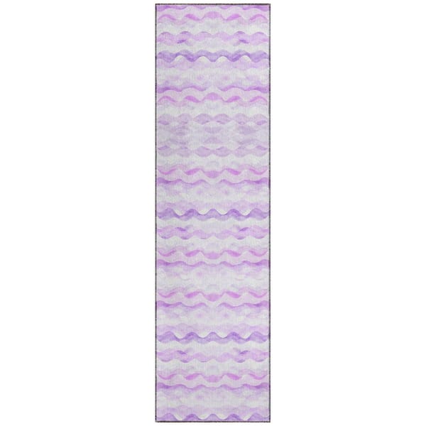 Addison Rugs Surfside Purple 2 ft. 3 in. x 7 ft. 6 in. Geometric Indoor/Outdoor Area Rug