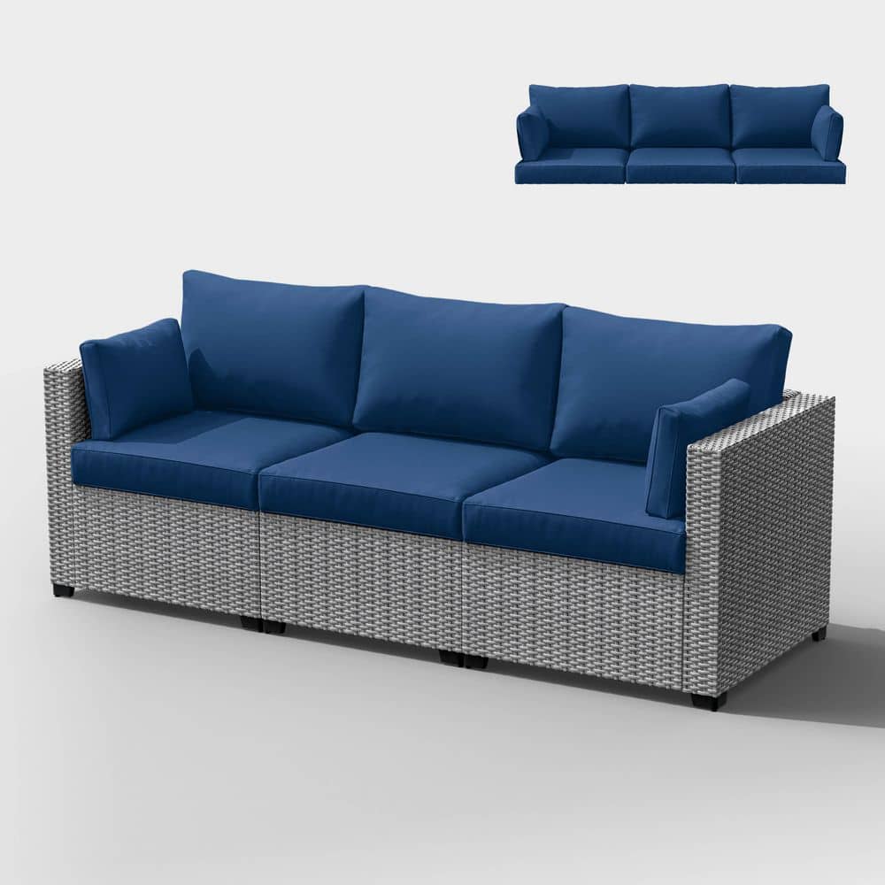 25.6 in. x 23.6 in. x 4 in. (8-Piece) Deep Seating Outdoor Lounge Chair Sofa Cushion with Lumber Pillow Cushion Blue price history on PriceWatchPro