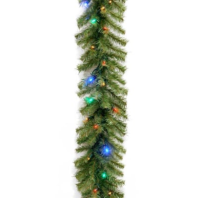 Norwood Fir 9 ft. Garland with Multicolor LED Lights