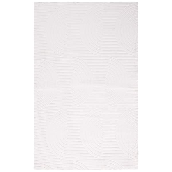 Faux Rabbit Fur 2 ft. x 3 ft. Ivory Solid Geometric Area Rug
