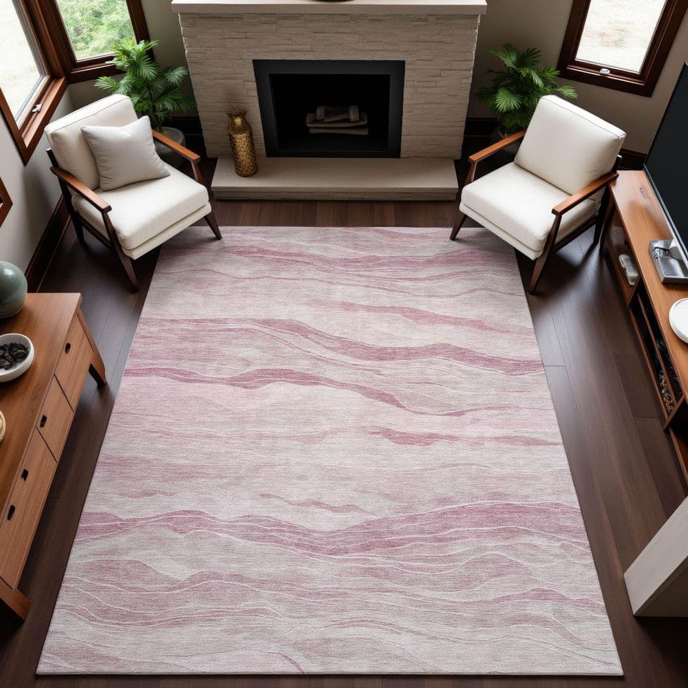 Mayfield Premium Machine Washable Abstract AMF1246 Pink 3 ft. x 5 ft. Area Rug price history on PriceWatchPro