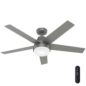 Aerodyne 52 in. Indoor Matte Silver Smart Ceiling Fan with Light Kit and Remote Control