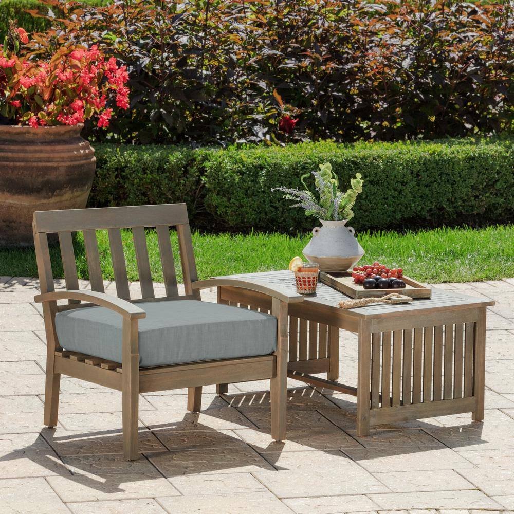 Stone Grey Polyester Outdoor Deep Seat Cushion, 24 x 24