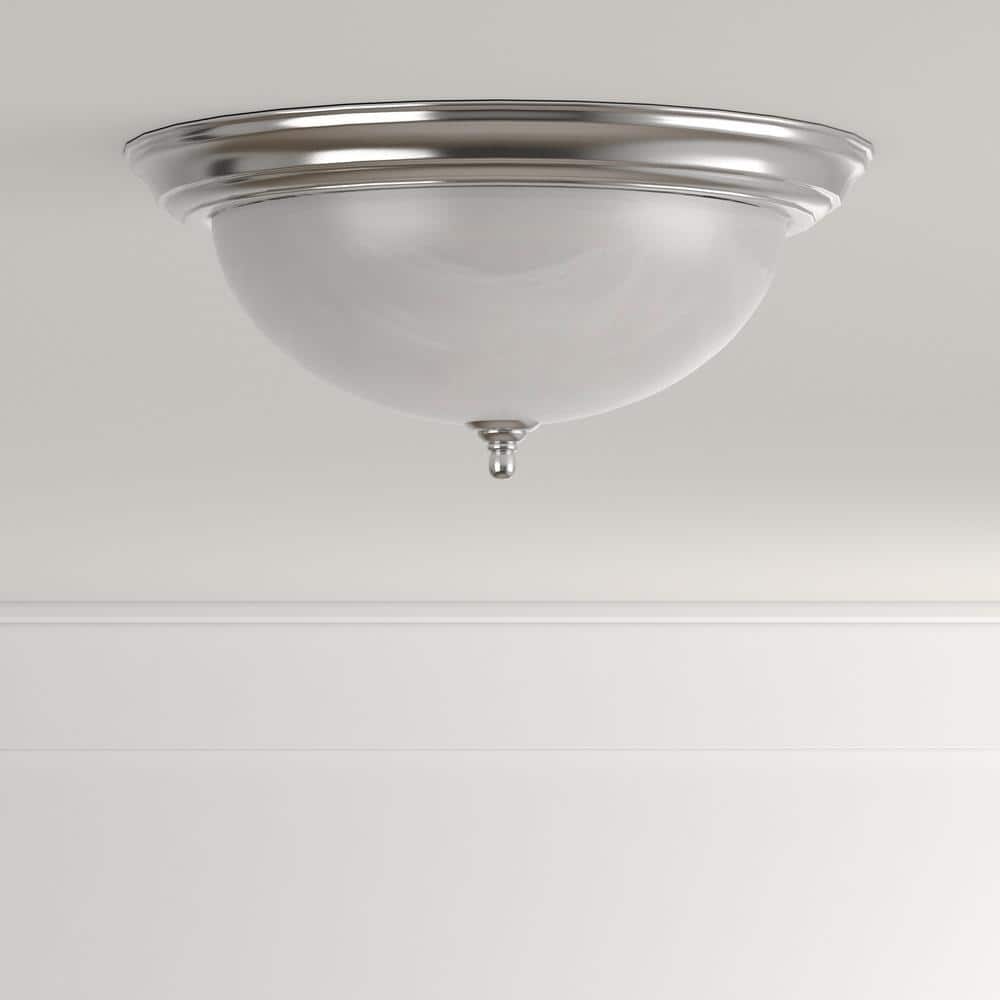 Brushed Nickel Dome Glass 3-Light Flush Mount
