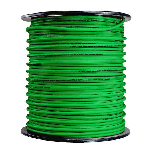 200 Foot, Green - 10 AWG Solid Copper Wire - 10 Gauge Wire Electrical - 10  AWG THHN Wire - 200 FT Insulated Green Ground Wire - THHN/THWN Copper
