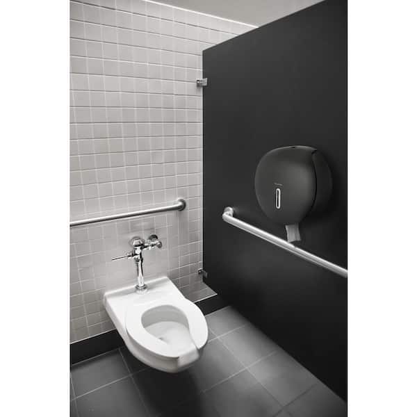 Universal Gray Plastic Single Roll Jumbo Toilet Paper Dispenser, Wall Mount, Fits 9 in. Rolls, Includes Key