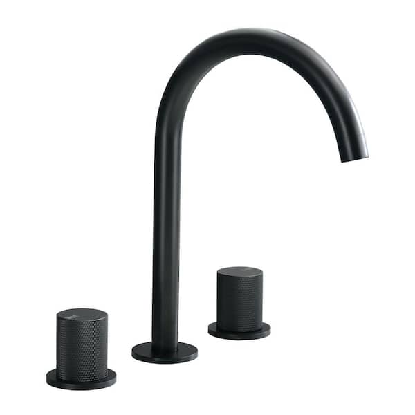 Staykiwi 8 in. Widespread Double Handle Mid Arc Bathroom Faucet in Matte Black