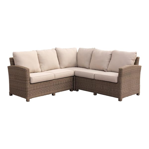 Courtyard Casual Capri 5-Piece Aluminum Sectional Set with Club Chair with Cream Cushions