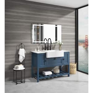 48 in. W x 20 in. D x 33.60 in. H Bath Vanity Cabinet without Top Solid Wood in Blue