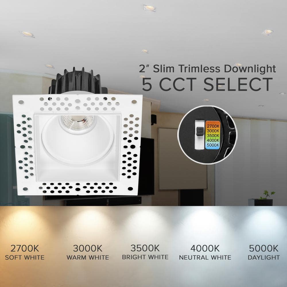 2" White Aluminum Trimless Ultra-Thin Recessed LED Downlight