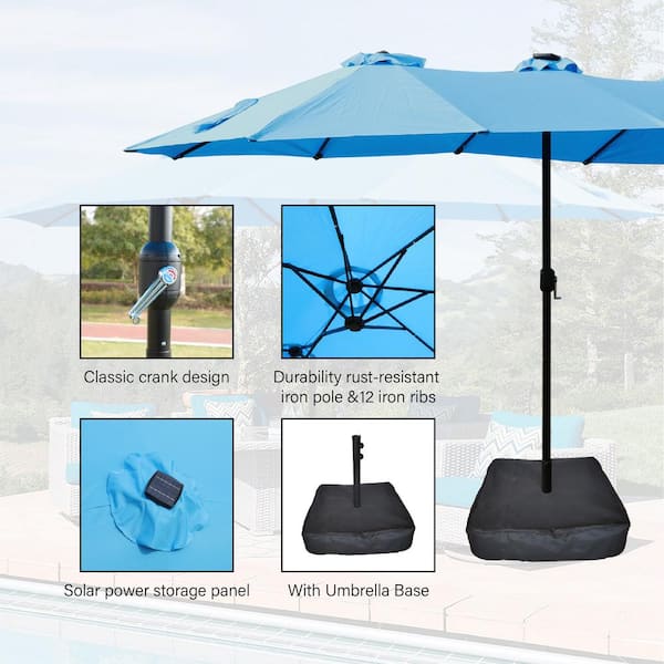 fred meyer patio umbrella MASTERCANOPY 9ft 3-Tier Olefin 5-Year-Non-Fading Teak Outdoor Umbrella - Color:TNF Black/TNF Black-4HF Mimosa and snack time outdoors