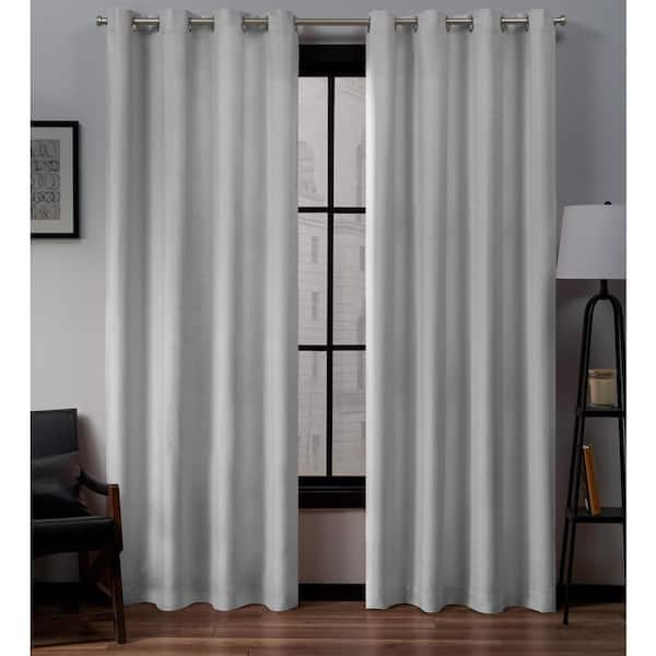 null Loha Silver Solid Light Filtering Grommet Top Curtain, 54 in. W x 96 in. L (Set of 2)