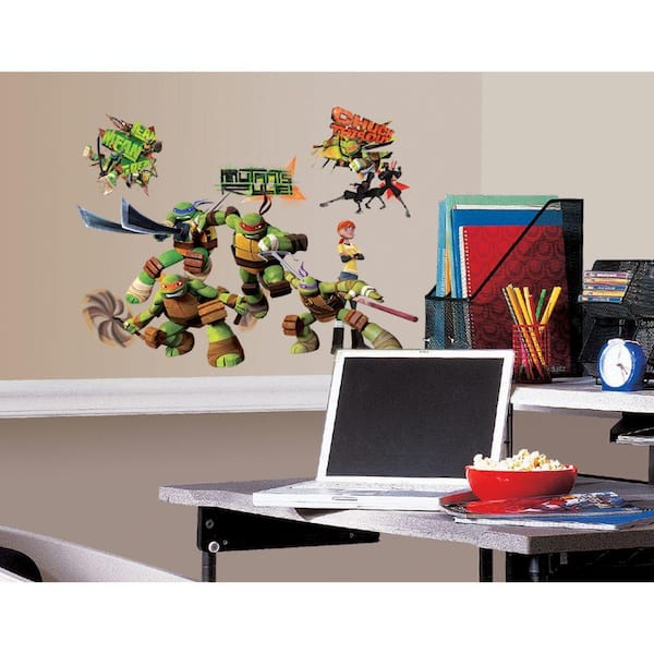 Roommates 10 In X 18 Teenage Mutant Ninja Turtles 30 Piece L And Stick Wall Decals Rmk2246scs The Home Depot - Teenage Mutant Ninja Turtles Wall Decal