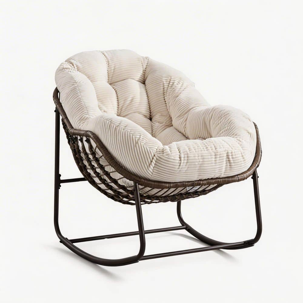 Metal and Wicker Outdoor Rocking Chair with Padded Velvet Cushion price history on PriceWatchPro