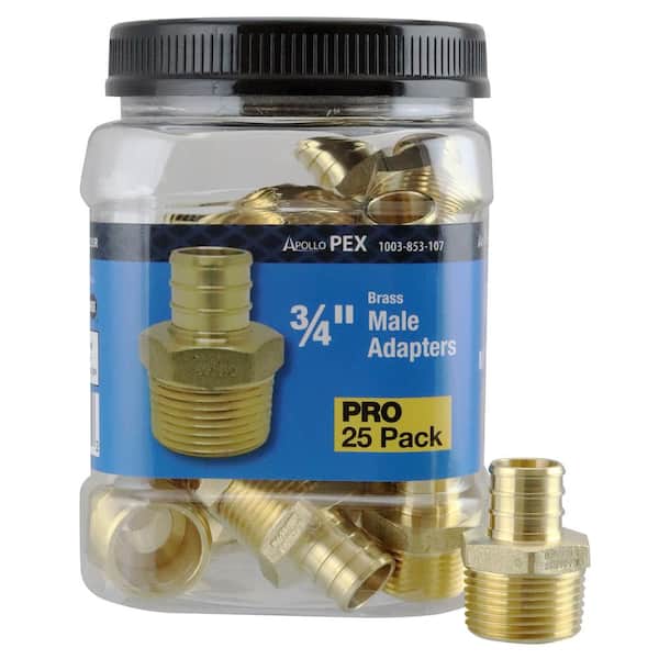 3/4 in. Brass PEX-B Barb x MNPT Adapter Pro Pack (25-Pack)