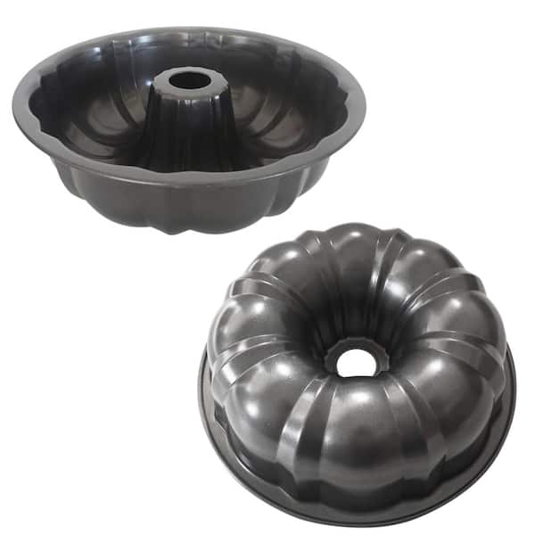 2-Pack 7 in. Carbon Steel Nonstick Fluted Tube Gugelhupf Bundt Cake Pan Mold for Pound Cakes and Jello
