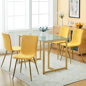 Scargill Yellow Fabric Upholstered Side Dining Chairs ( Set of 4 )