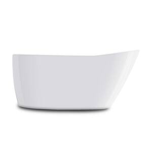 W-I-D-E Series Wakefield 60 in. Acrylic Slipper Freestanding Tub in White, Drain in white