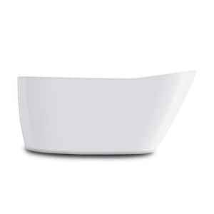 W-I-D-E Series Wakefield 60 in. Acrylic Slipper Freestanding Tub in White, Drain in white