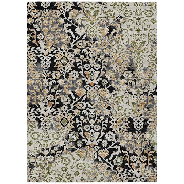 Chantille Machine Washable Indoor/Outdoor Abstract ACN2584 Black 3 ft. x 4 ft. Area Rug