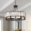 SILJOY Modern Crystal Chandelier 26 in. 6-Light Black Drum Pendant Lighting Ceiling Semi Flush Mount SCHLP01B