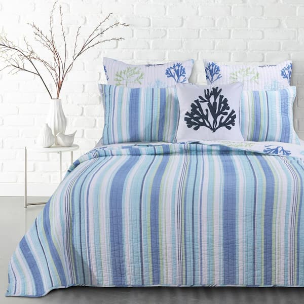 Levtex Home Copa Cabana 3-Piece Blue, Green and Cream Cotton King Quilt Set
