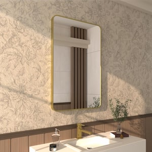 Cosy 24 in. W x 36 in. H Rectangular Framed Wall Bathroom Vanity Mirror in Brass