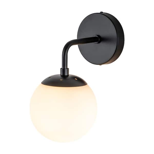 EDISLIVE Hudson 5.9 in. 1Light Black Wall Sconce Modern Globe Vanity