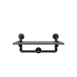 Grady 10.72 in. Vintage Gray Oak With 1-Accent Shelf and Iron Pipe Accents