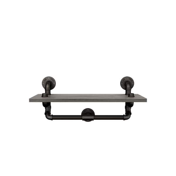 Furniture of America Grady 10.72 in. Vintage Gray Oak With 1-Accent Shelf and Iron Pipe Accents