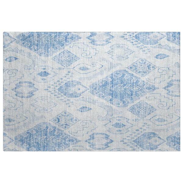 Dream Shag Premium Machine Washable Abstract ADS776 Blue 2 ft. x 3 ft. Accent Rug
