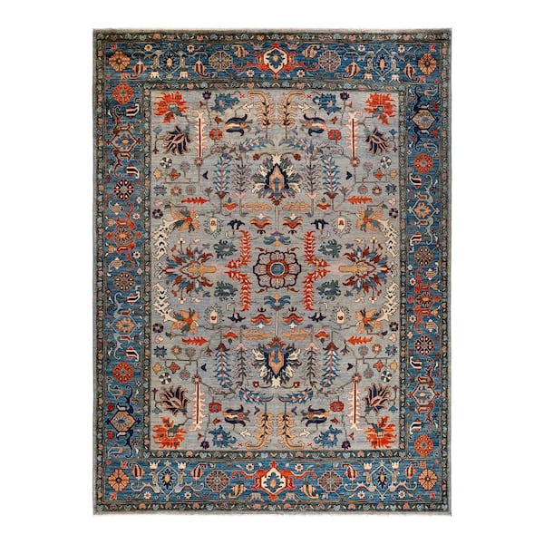 Solo Rugs Gray 9 ft. 3 in. x 12 ft. 4 in. Serapi One-of-a-Kind Hand-Knotted Area Rug
