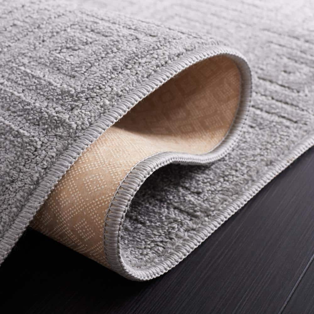 Gray Geometric Synthetic Non-slip Rectangular Area Rug, 9' x 13'