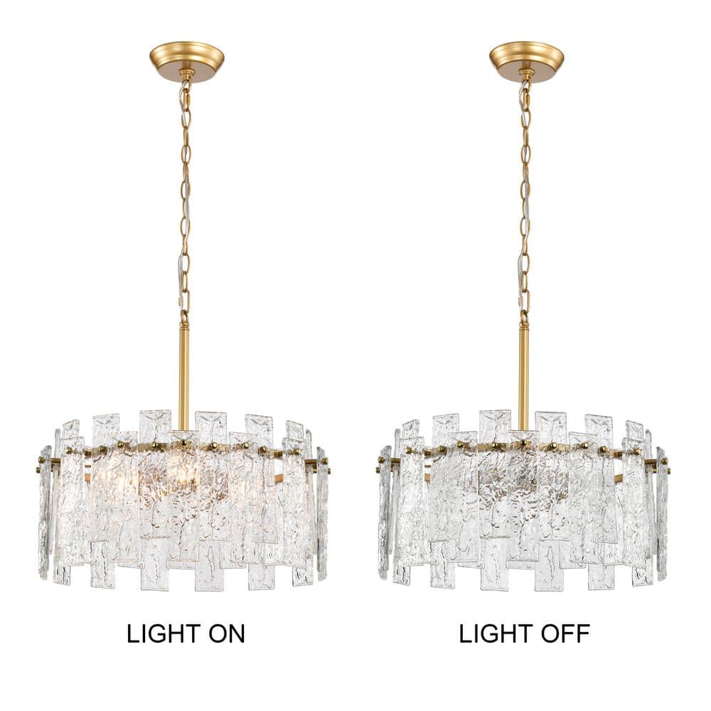 Glossy Bronze and Crystal Drum Chandelier with Adjustable Chain