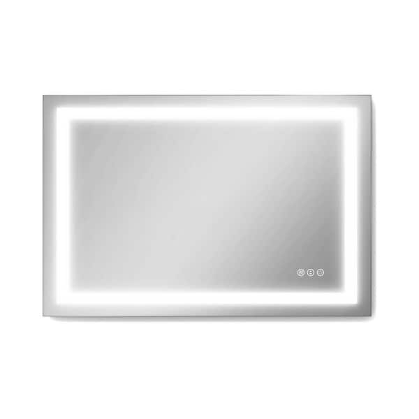 31.49 in. W x 47.24 in. H Large Rectangular Frameless LED Light Wall Bathroom Vanity Mirror in Silver