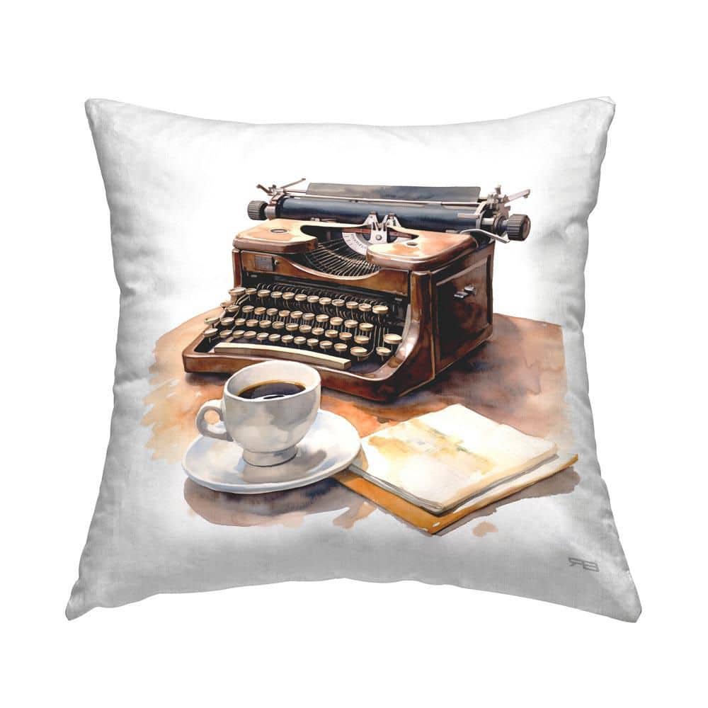 Vintage Typewriter and Mug Brown Print Polyester 18 in. x 18 in. Throw Pillow price history on PriceWatchPro