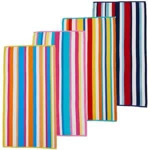 100% Cotton Stripe Beach Towel 4 Pack