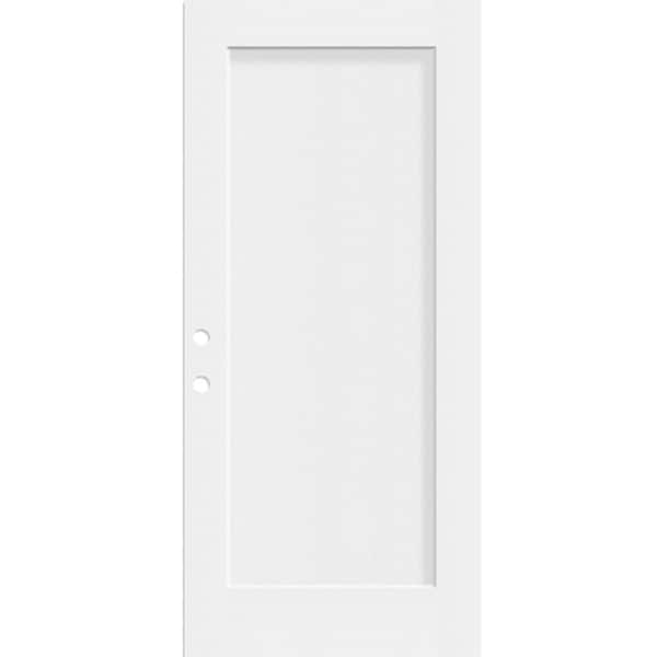 Legacy 36 in. x 80 in. Left Hand 1 Panel Shaker Unfinished White Fiberglass Front Door Slab