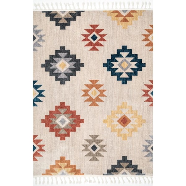 nuLOOM Amani Aztec Tokens Tassel Multi 9 ft. x 12 ft. Area Rug