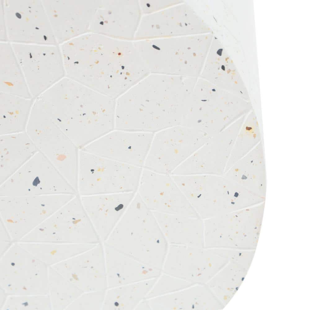 White Terrazzo Concrete Cylindrical Outdoor Side Table