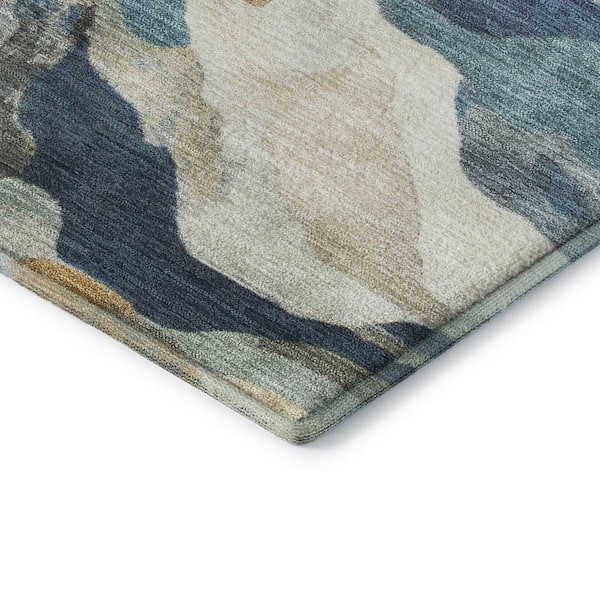 Mayfield Premium Machine Washable Abstract AMF2162 Denim 9 ft. x 12 ft. Area Rug
